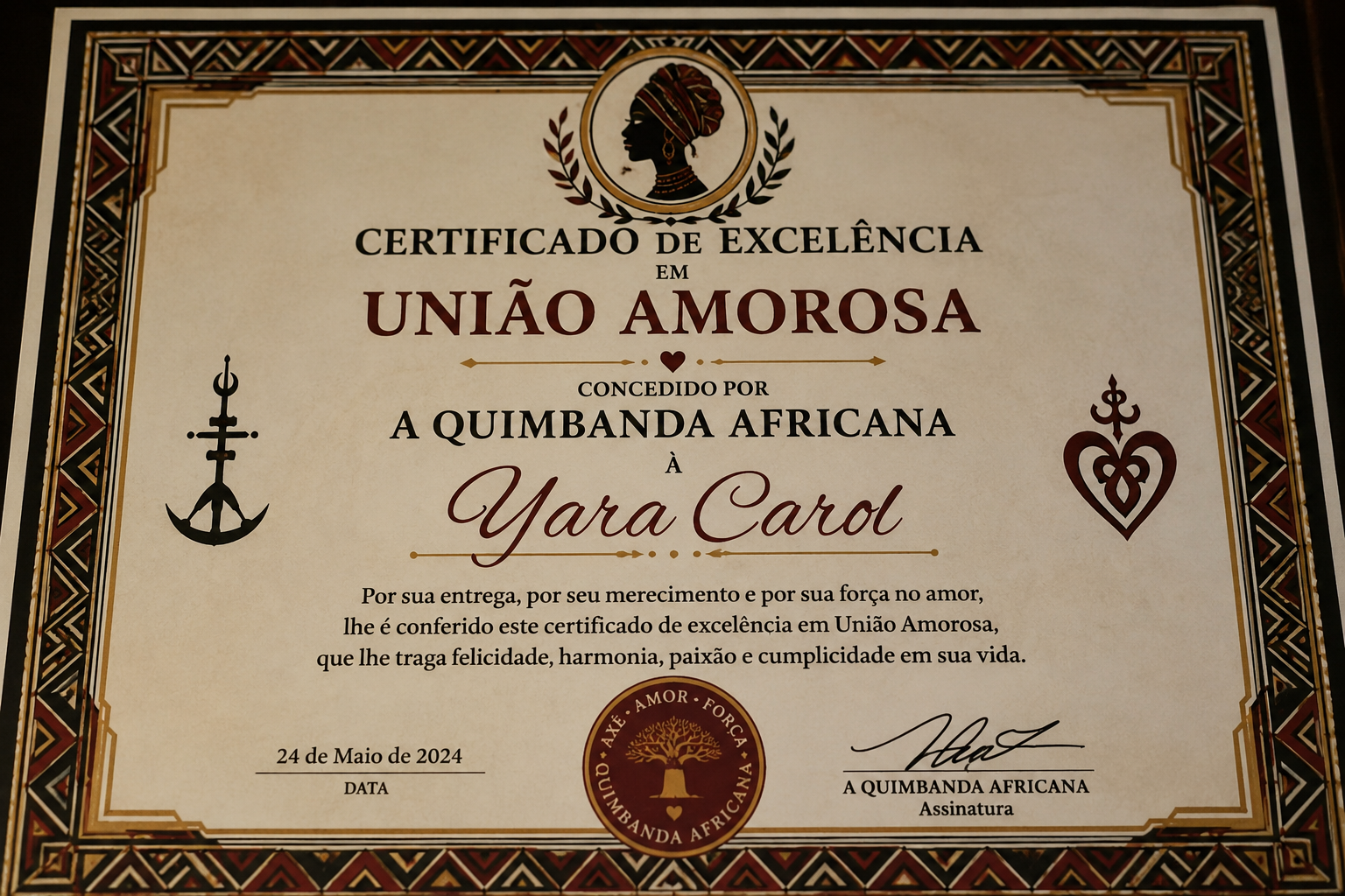 Certificado: Excelência em União Amorosa
